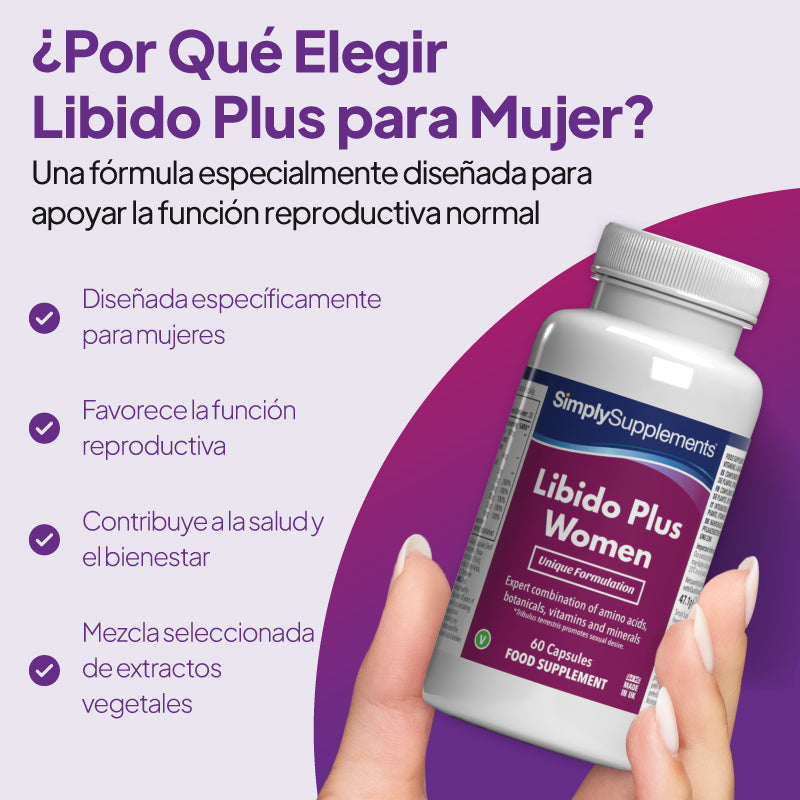 ¿Por qué elegir Libido Plus para mujeres? Una fórmula especializada diseñada específicamente para favorecer una función reproductiva saludable.
