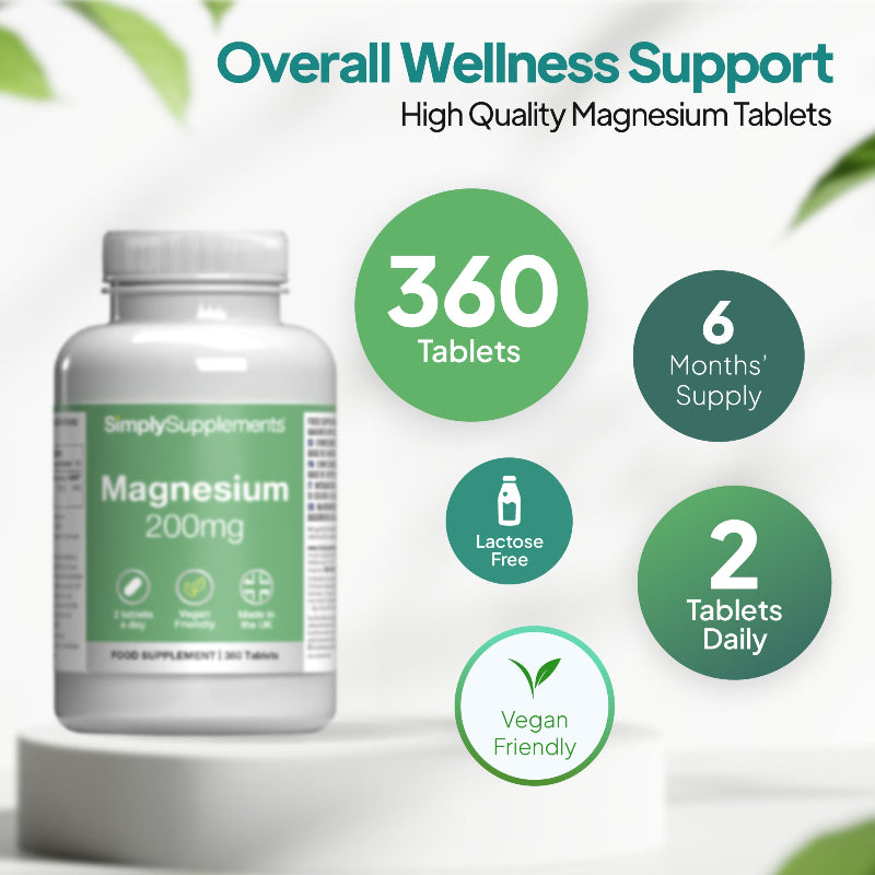 Simply Supplements Super Magnesium 250mg with Vitamin B Complex includes 360 tablets
