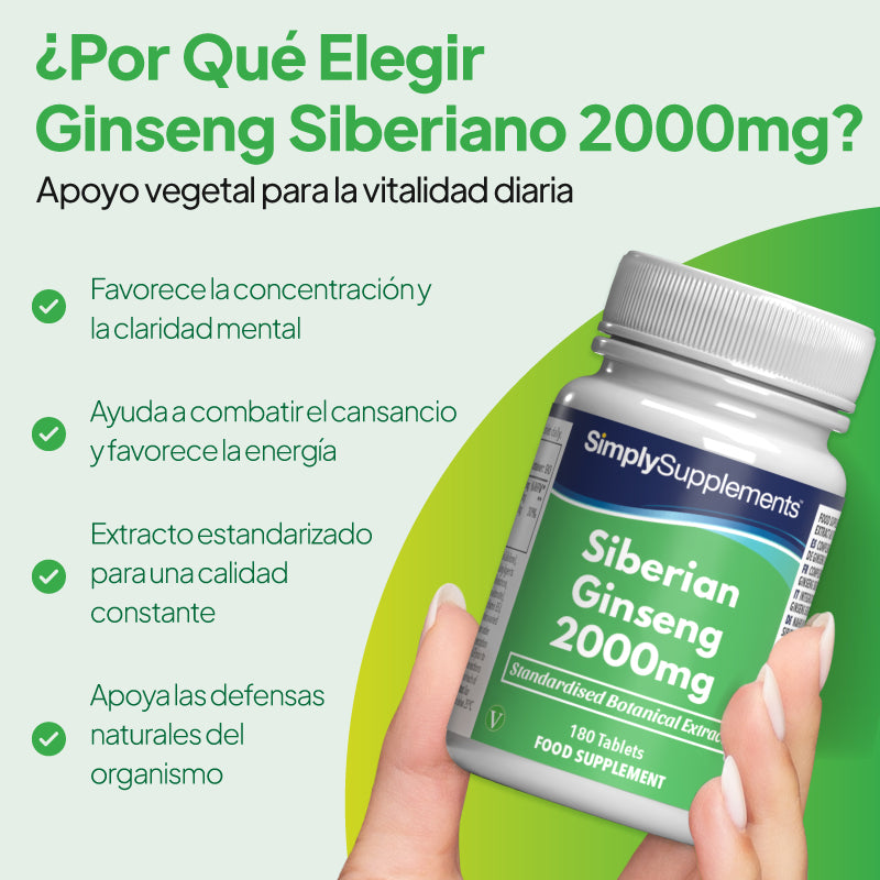 El ginseng siberiano favorece la claridad mental y la concentración, reduce la fatiga y aumenta la energía
