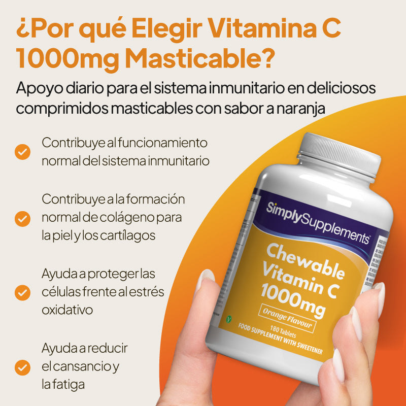 La vitamina C contribuye al funcionamiento del sistema inmunitario, favorece la formación de colágeno y ayuda a proteger contra el estrés oxidativo