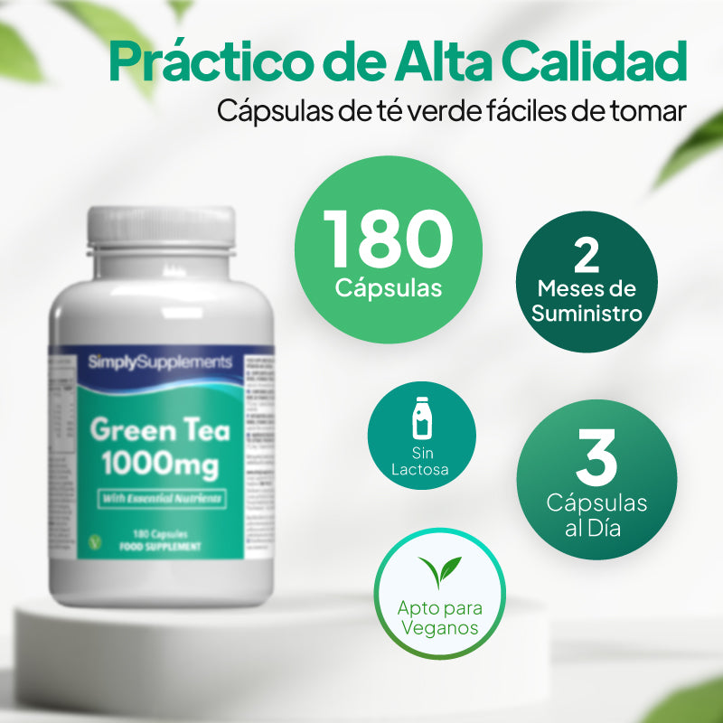 El té verde de 1000 mg de Simply Supplements contiene hasta 360 cápsulas