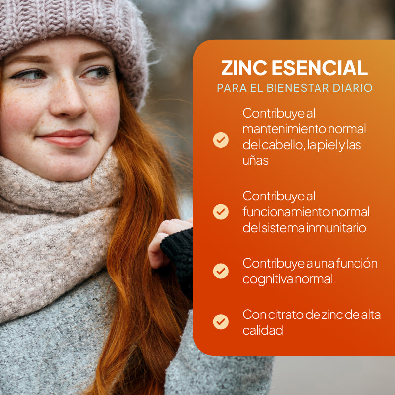 Los comprimidos de zinc favorecen la salud del cabello, la piel y las uñas, estimulan el funcionamiento del sistema inmunitario y contribuyen al funcionamiento cognitivo.